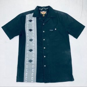 Harley Davidson Mens Black Gray Small Camp Shirt